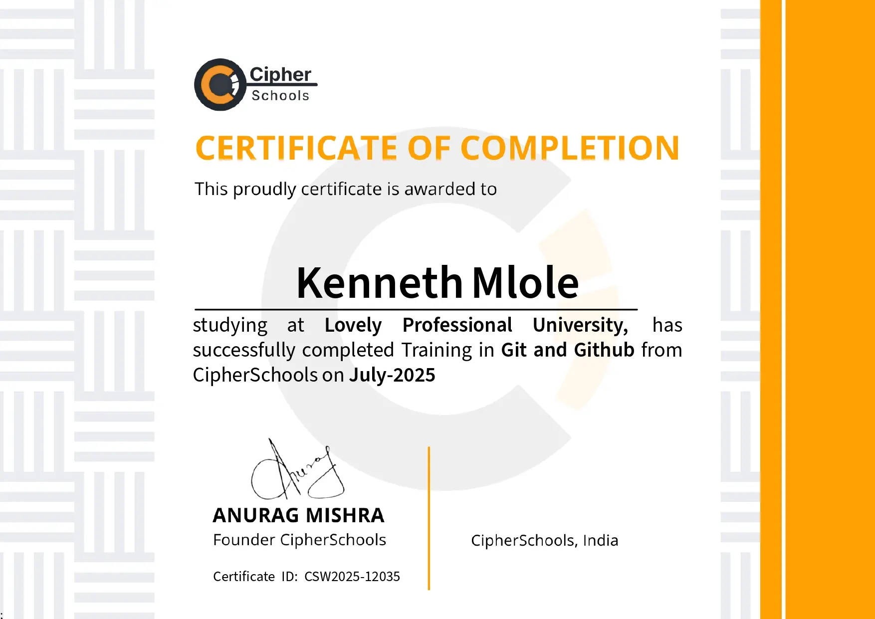 Git & GitHub Training — Cipher School